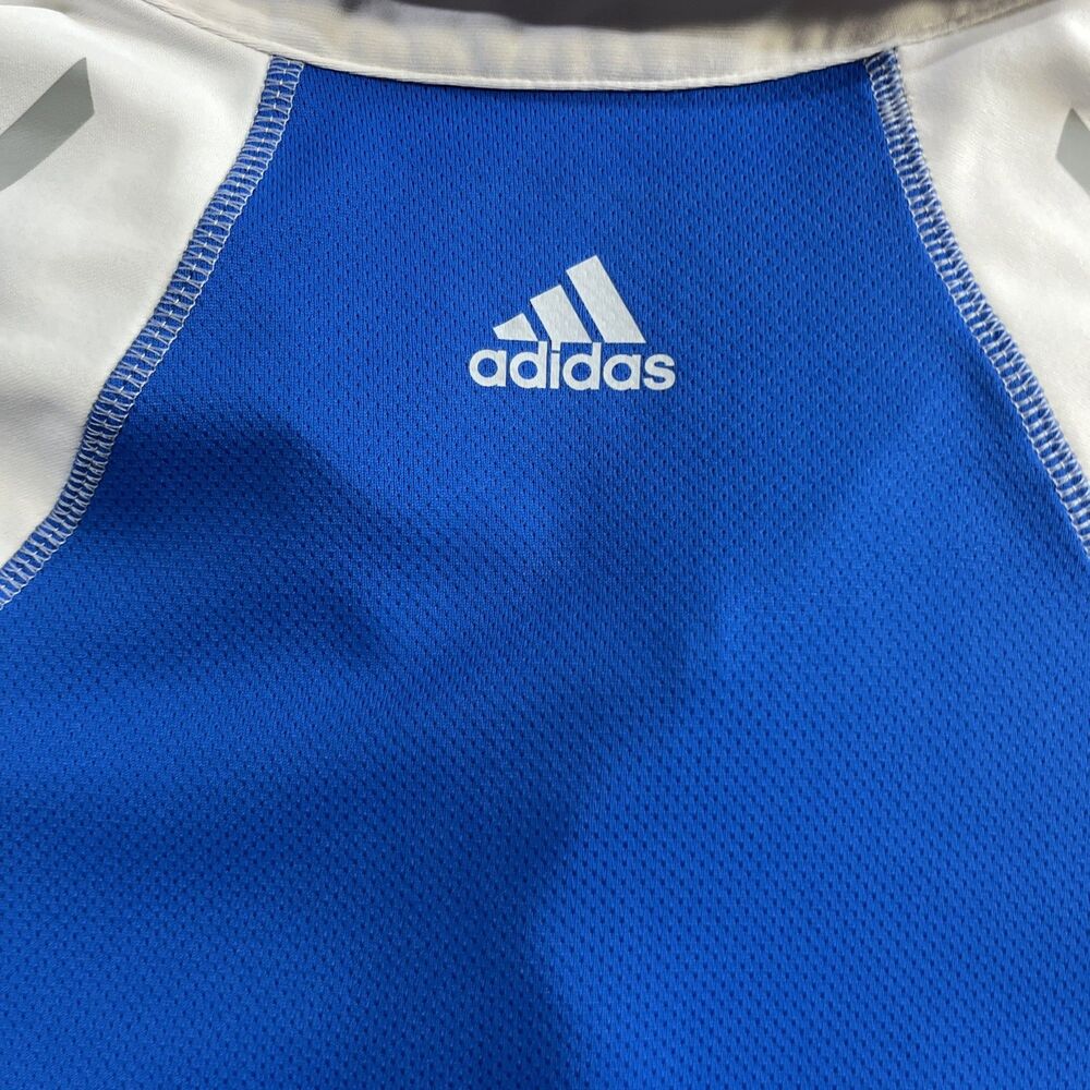 Adidas Golf Adizero Mens Large White Blue Short Sleeve Polo Shirt Z70815 - Picture 10 of 12